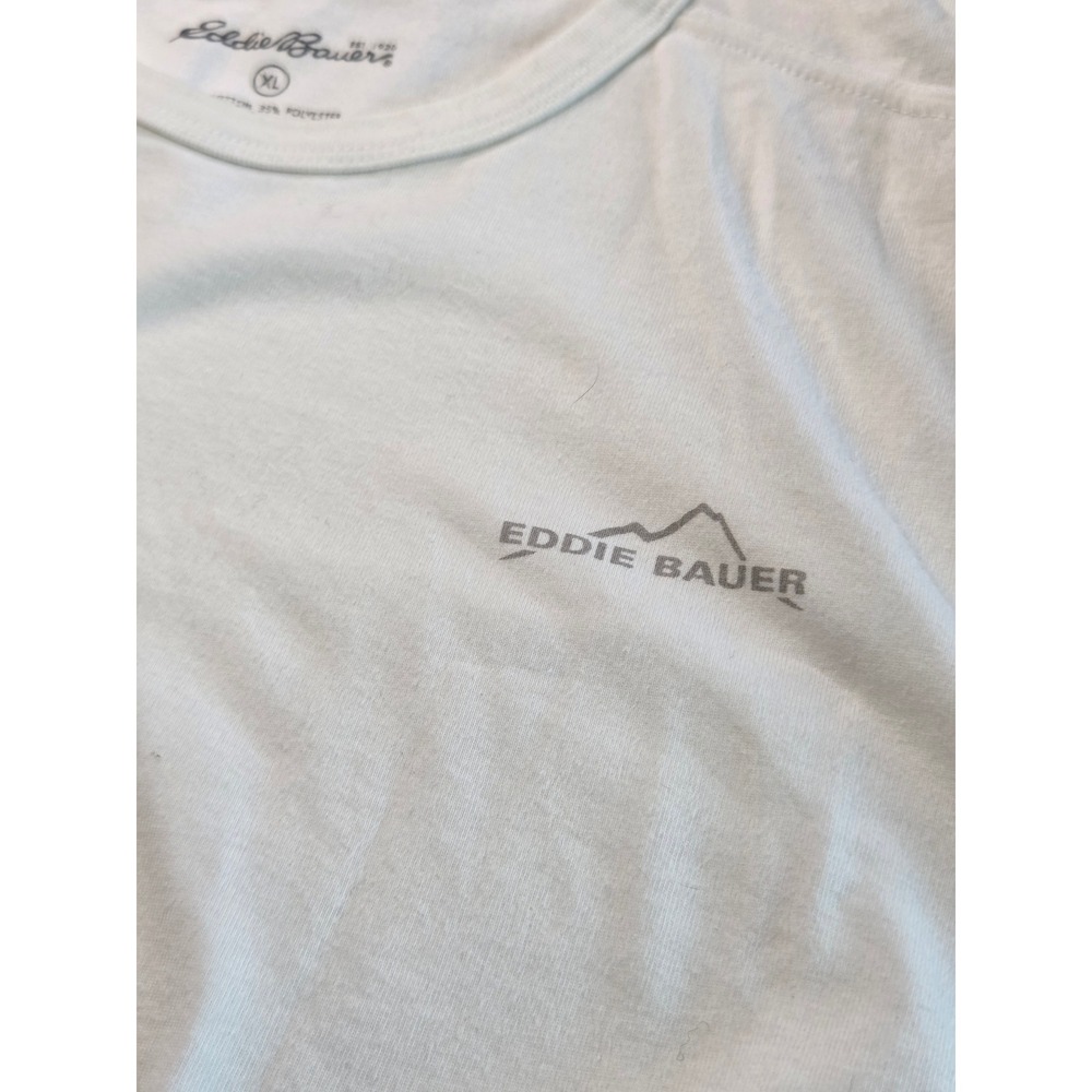 Eddie Bauer Mens XL White Short Sleeve Graphic Logo T-Shirt Cotton Blend Tee